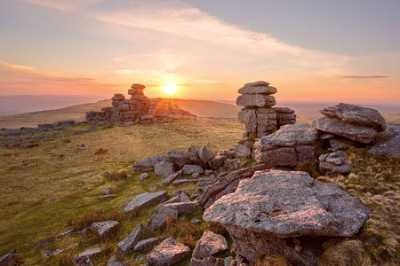 Sunset over Staple Tor, Dartmoor